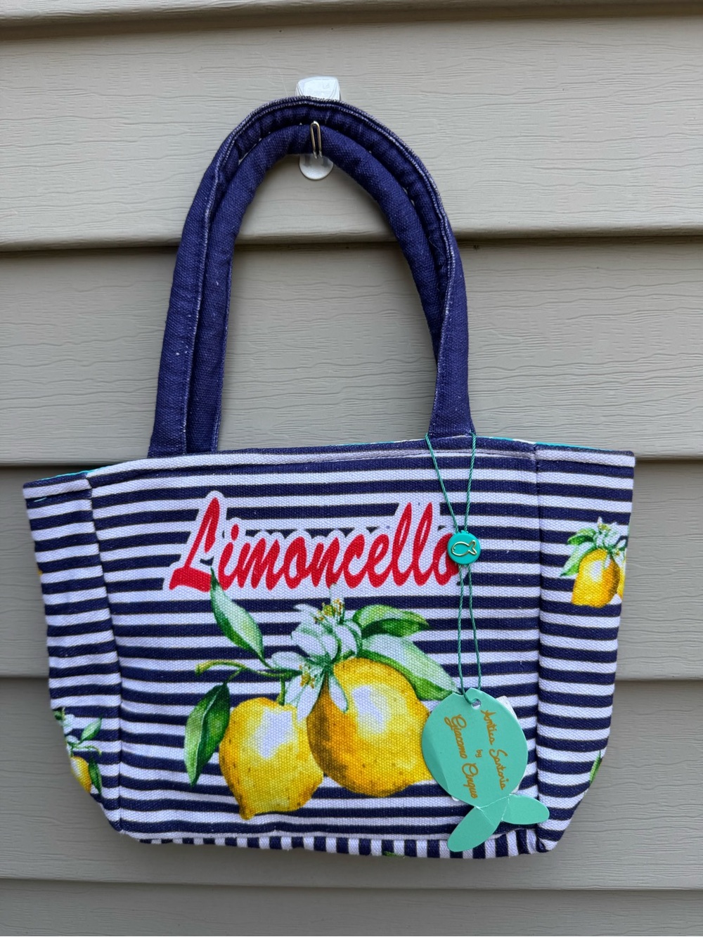 Antica Sartoria NWT Limoncello Lemon Stripe Mini Tote Bag Italy